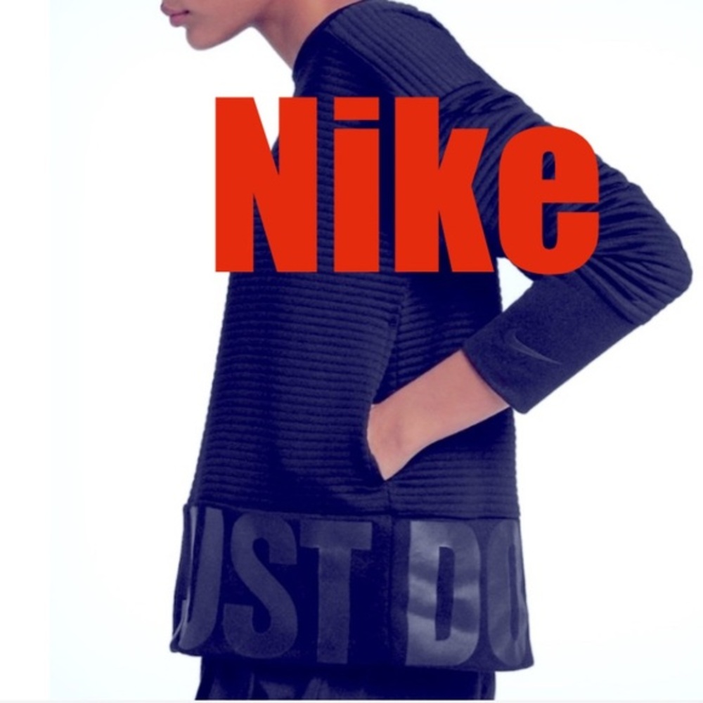 Nike Dri-Fit Black Ribbed Crew Neck Lg Pullover JUST DO IT Sweater